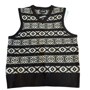 Only NY Lambswool Sweater Vest – Brown & White Knit, Size L NEW
